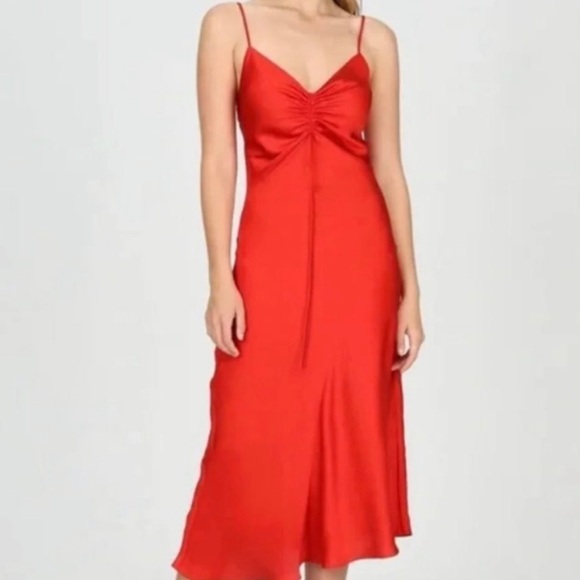 Jason Wu Dresses | Nwt Jason Wu Satin Red Orange Ruched , sexy thin strap - Picture 1 of 3